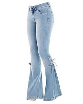Lace-Up Flare Jeans