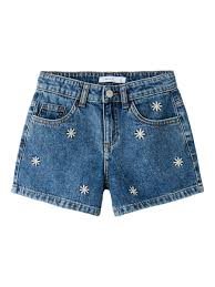 Embroidered Denim Shorts