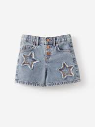 Star Patch Denim Shorts