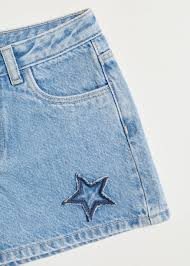 Star Appliqué Denim Shorts