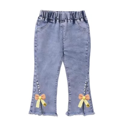 Bow Trim Flared Jeans