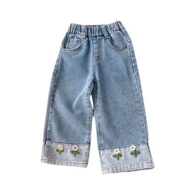 Embroidered Hem Jeans